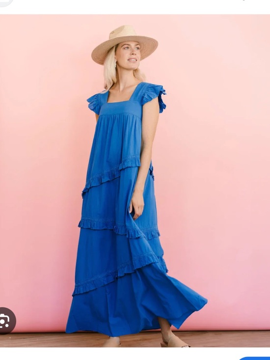 Sunshine Tienda Dresses & Skirts - Square-Neck Tiered Maxi Dress in Bright Blue